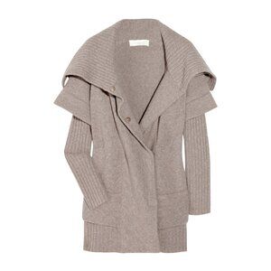 Donna Karan Wool/Cashmere Cardigan Coat in Taupe, size M/L
